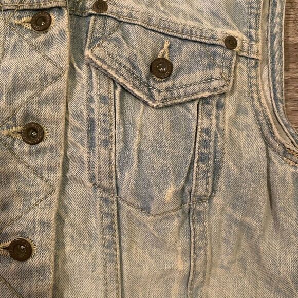 French Connection Size S Denim Trucker Vest Light‎ Wash Western Cowgirl Festival - Picture 3 of 5